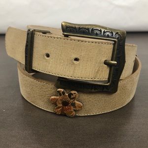 Elite Accessories Beige Flower Belt